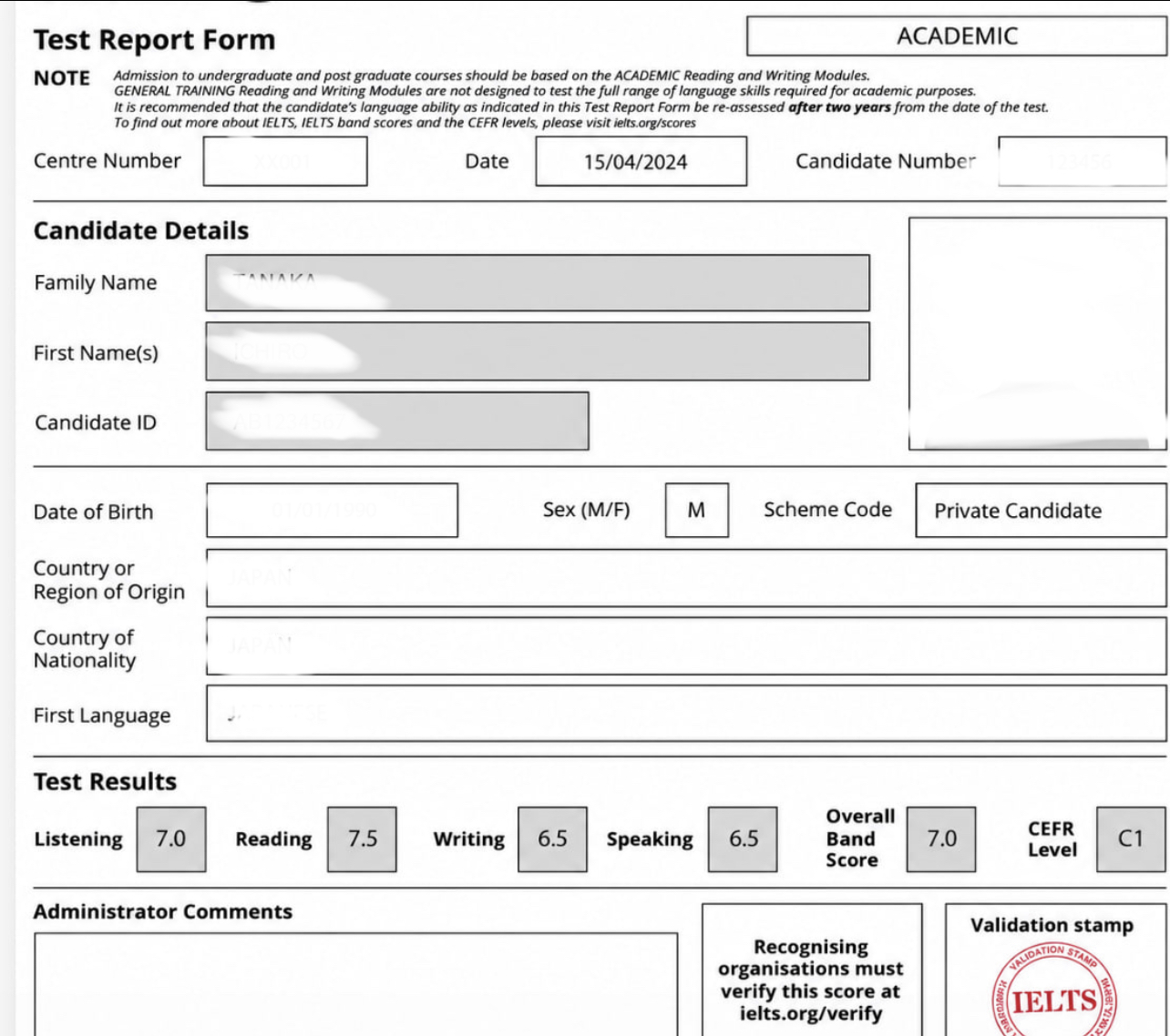 University of Bristol admission case with IELTS results